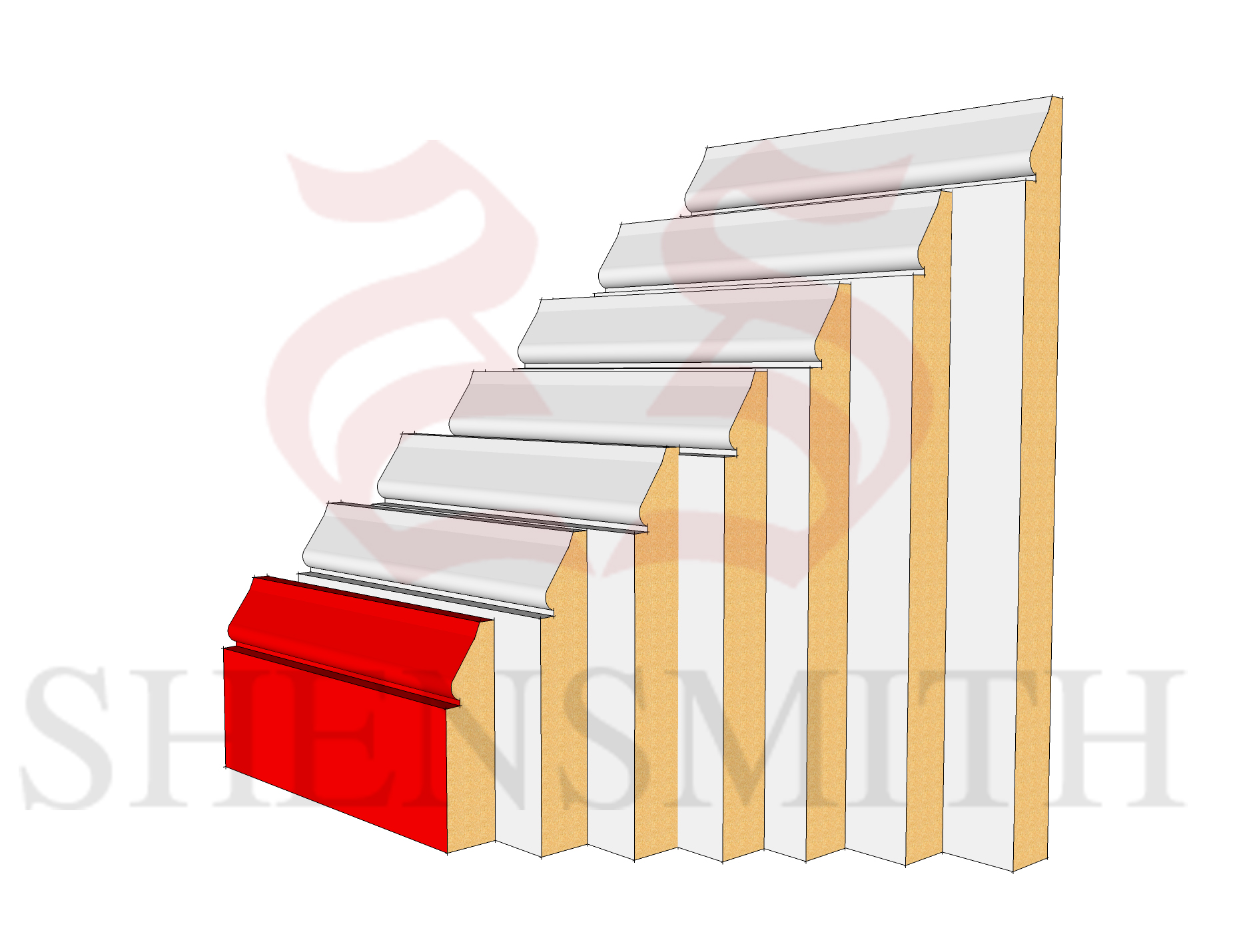 1898 MDF Skirting Board 68mm