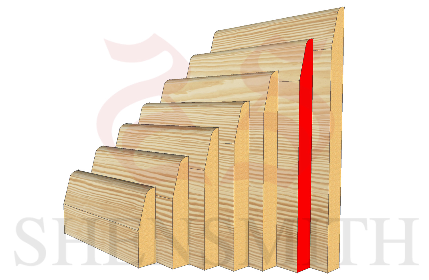 chamfered and round 194mm Pine Skirting Board